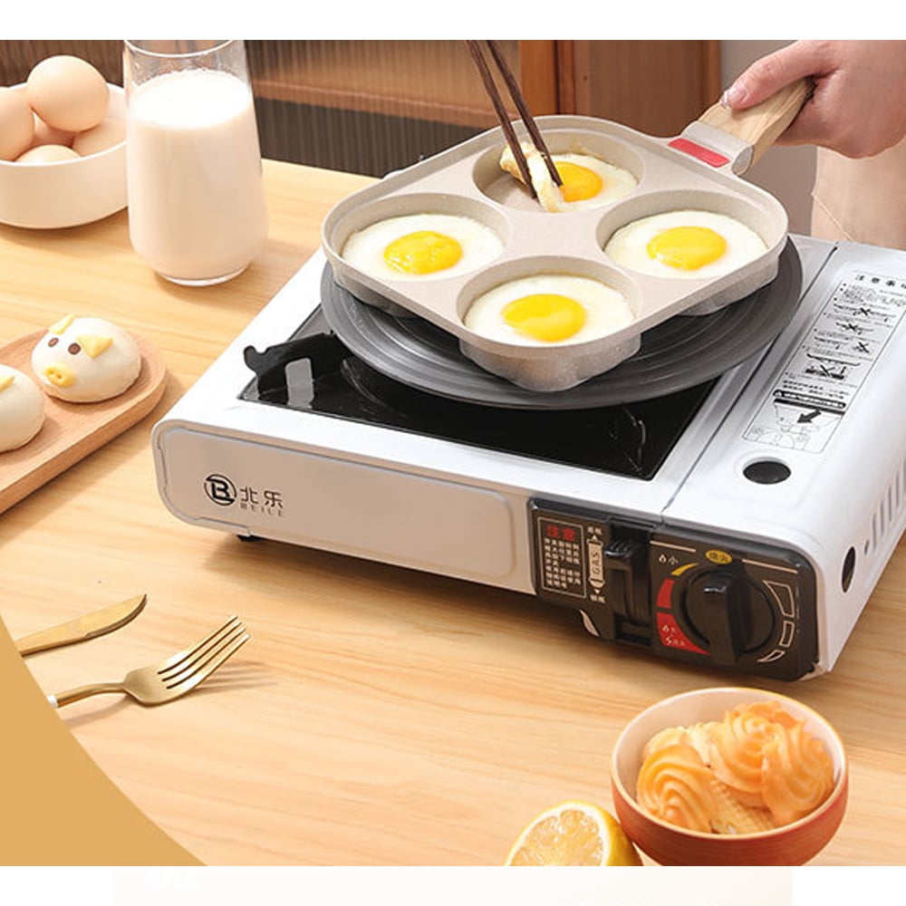 Nonstick Frying Pan Skillet, Healthy Stone Cookware Pan, (Universal 19x19) Gray + Woodgrain Large Handle + Black Cap Lid - Image 2