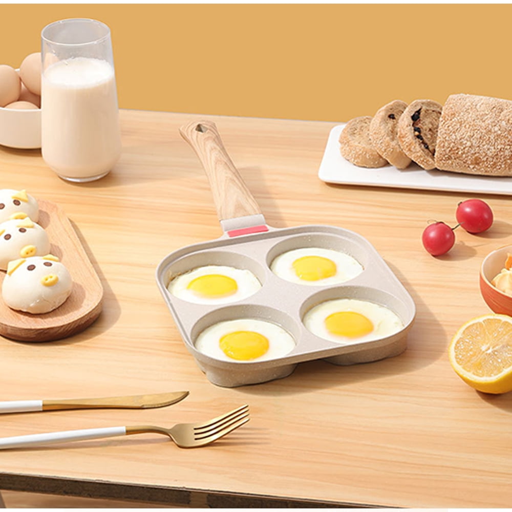 Nonstick Frying Pan Skillet, Healthy Stone Cookware Pan, (Universal 19x19) Gray + Woodgrain Large Handle + Black Cap Lid - Image 3