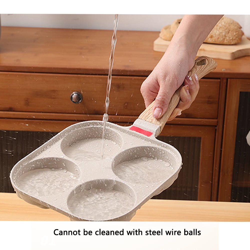 Nonstick Frying Pan Skillet, Healthy Stone Cookware Pan, (Universal 19x19) Gray + Woodgrain Large Handle + Black Cap Lid - Image 4