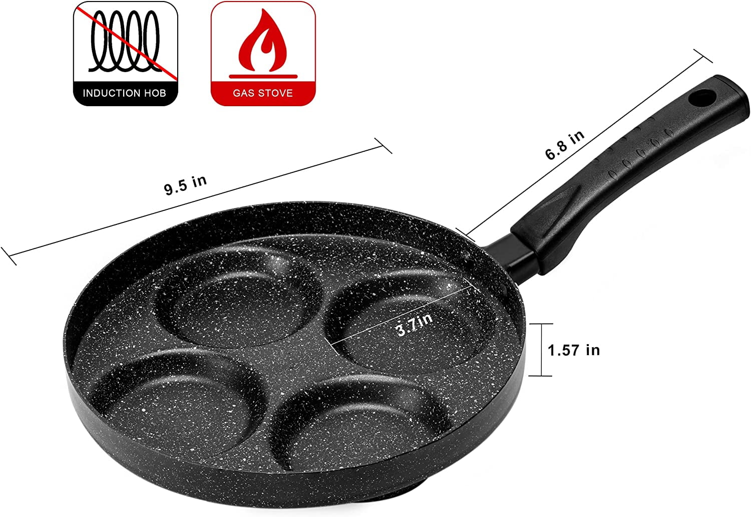 4-Cup Nonstick Egg Frying Pan with Lid and Spatula, Premium Aluminum Cookware for Breakfast - Image 2