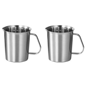 2X Stainless Steel Measuring Cup Mug Mixing Resin Tools Precision Graduated Kitchen Jug pour Spout Baking Cooking 500Ml