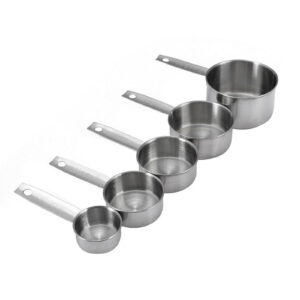 5PCS Stainless Steel Measuring Cups and Spoons Set Kitchen Baking Gadget Tool WA