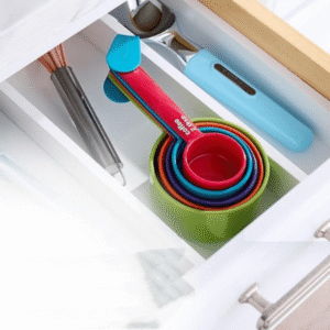 5-Piece Measuring Cup Set with Coffee Scoop, Durable Plastic Nesting Measuring Cups with Easy-Read Markings