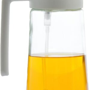 2 in 1 Oil Sprayer and Oil Dispenser for Cooking 16 floz Olive Oil Dispenser Bottle for Kitchen -Salad, Air Fryer, 470ml Olive Oil Sprayer (White 1 Pack)