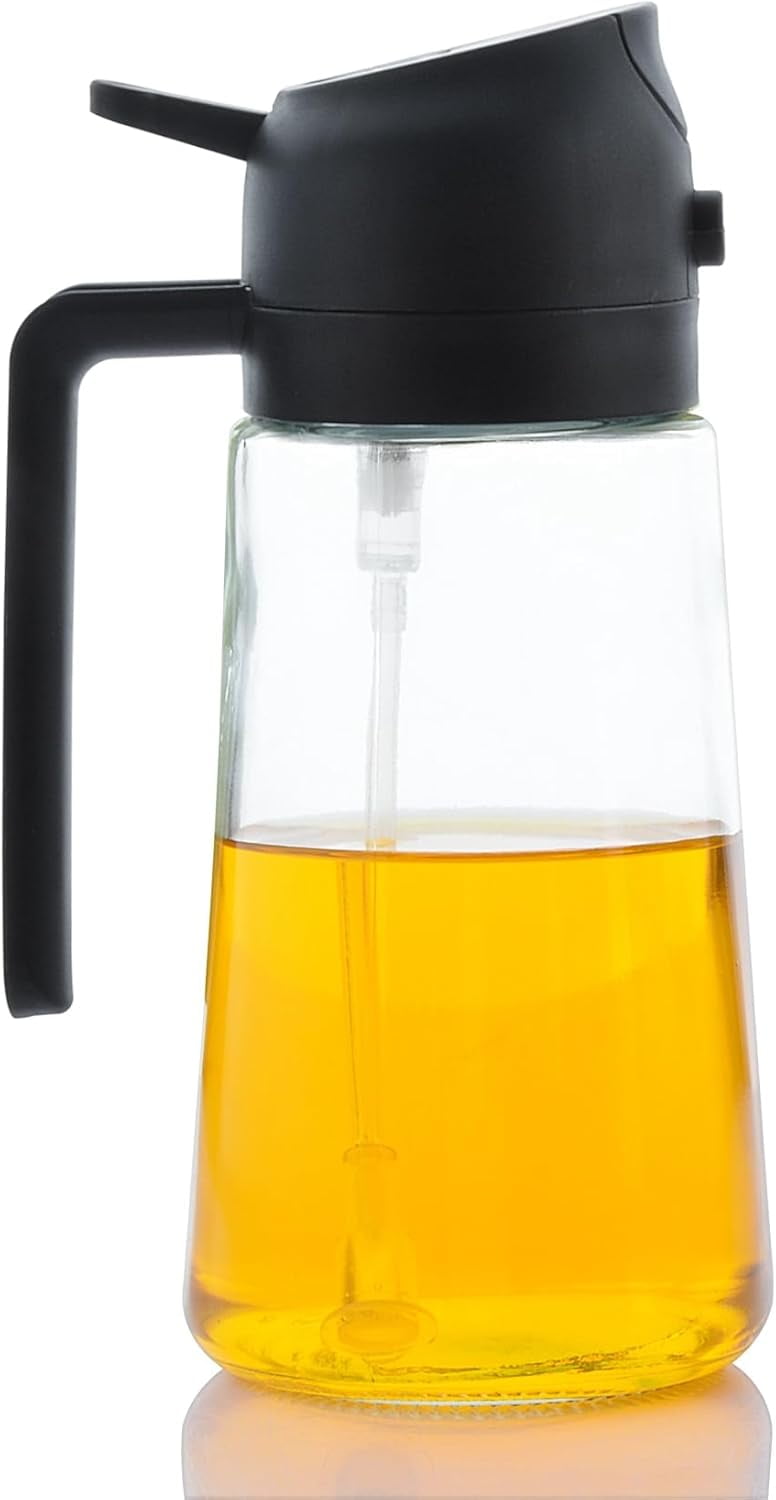 2 in 1 Oil Sprayer and Oil Dispenser for Cooking 16 floz Olive Oil Dispenser Bottle for Kitchen -Salad, Air Fryer, 470ml Olive Oil Sprayer (White 1 Pack) - Image 8