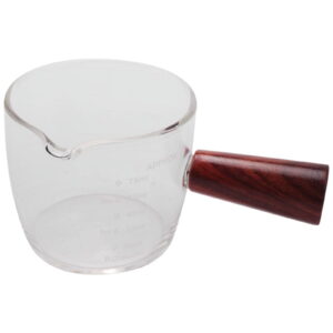 Glass Measuring Cup Espresso Shot Glass 75ML with Wood Handle