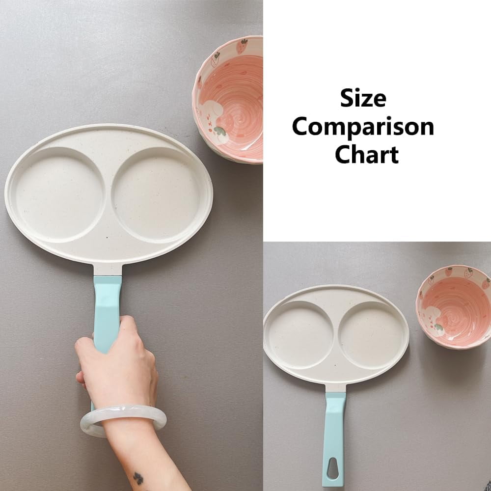 Egg Frying Pan 2-Cup, Nonstick Aluminium Omelette Pan, Pancake Pan with Anti-scald Handles, Small Frying Pan for Cooking Eggs, Hamburger and Pancake, Compatible with All Stoves - Image 3