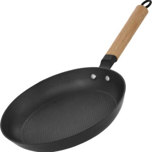 10 Inch Non-stick Frying Pan,Pre-seasoned Cast Iron Skillet with Detachable Wooden Handle,Lightweight,Dishwasher Oven Safe (500°F)