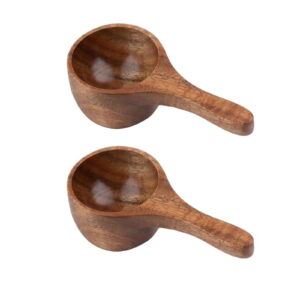 2Pcs Wooden Spoon Mini Coffee Measuring Cup Wooden Ice Cream Spoon Kitchen Measuring Spoon