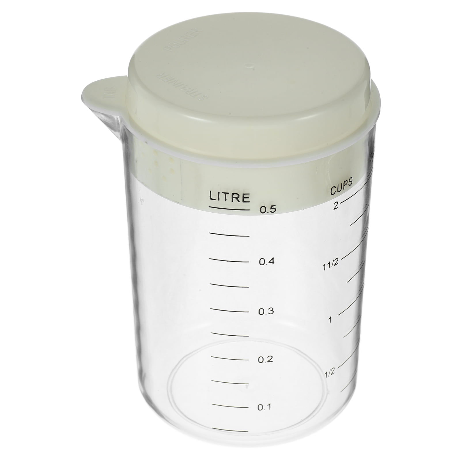 Clear Measuring Cup with Lid 1 Set Reusable Plastic Milk Measuring Cup Power Measuring Cup