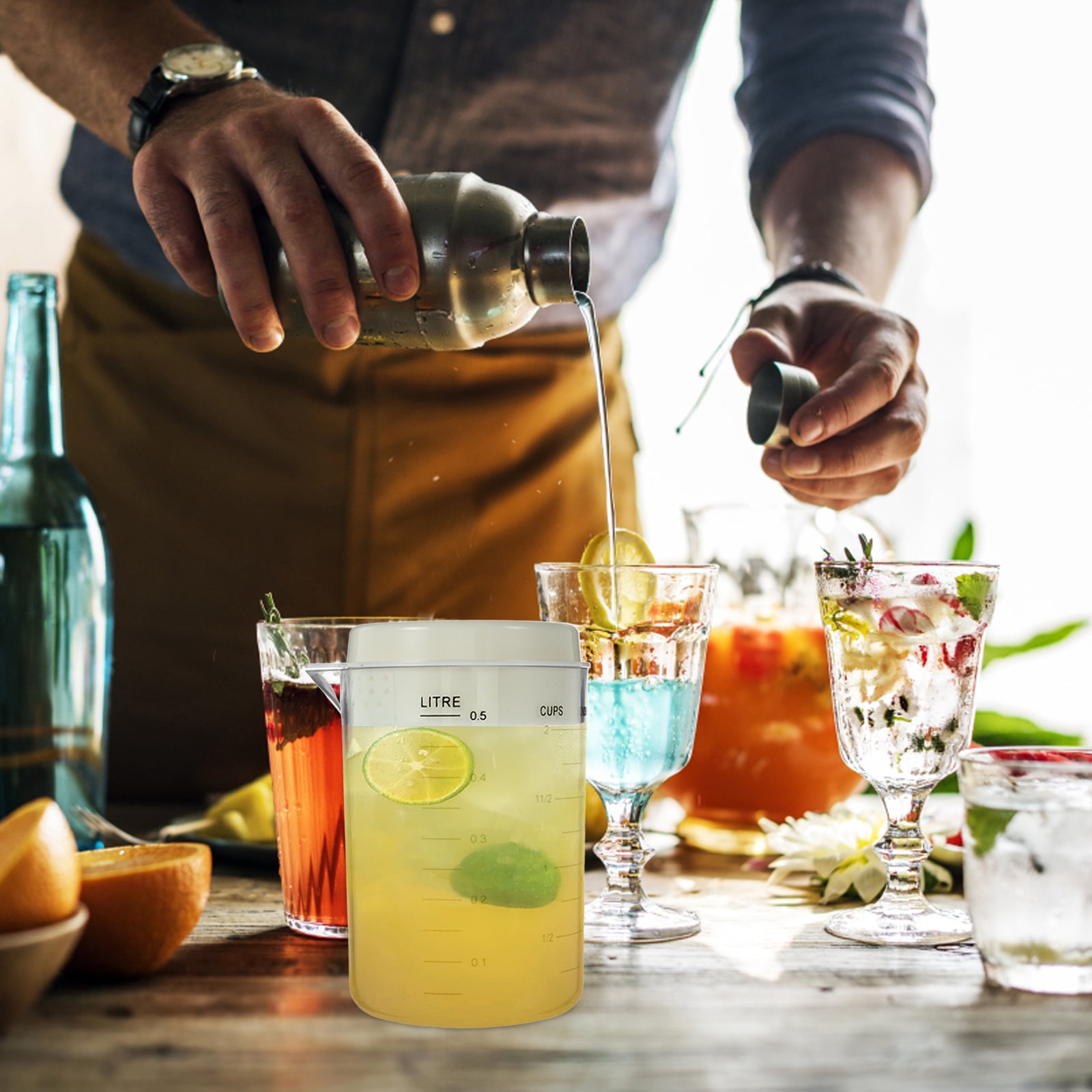 Clear Measuring Cup with Lid 1 Set Reusable Plastic Milk Measuring Cup Power Measuring Cup - Image 4