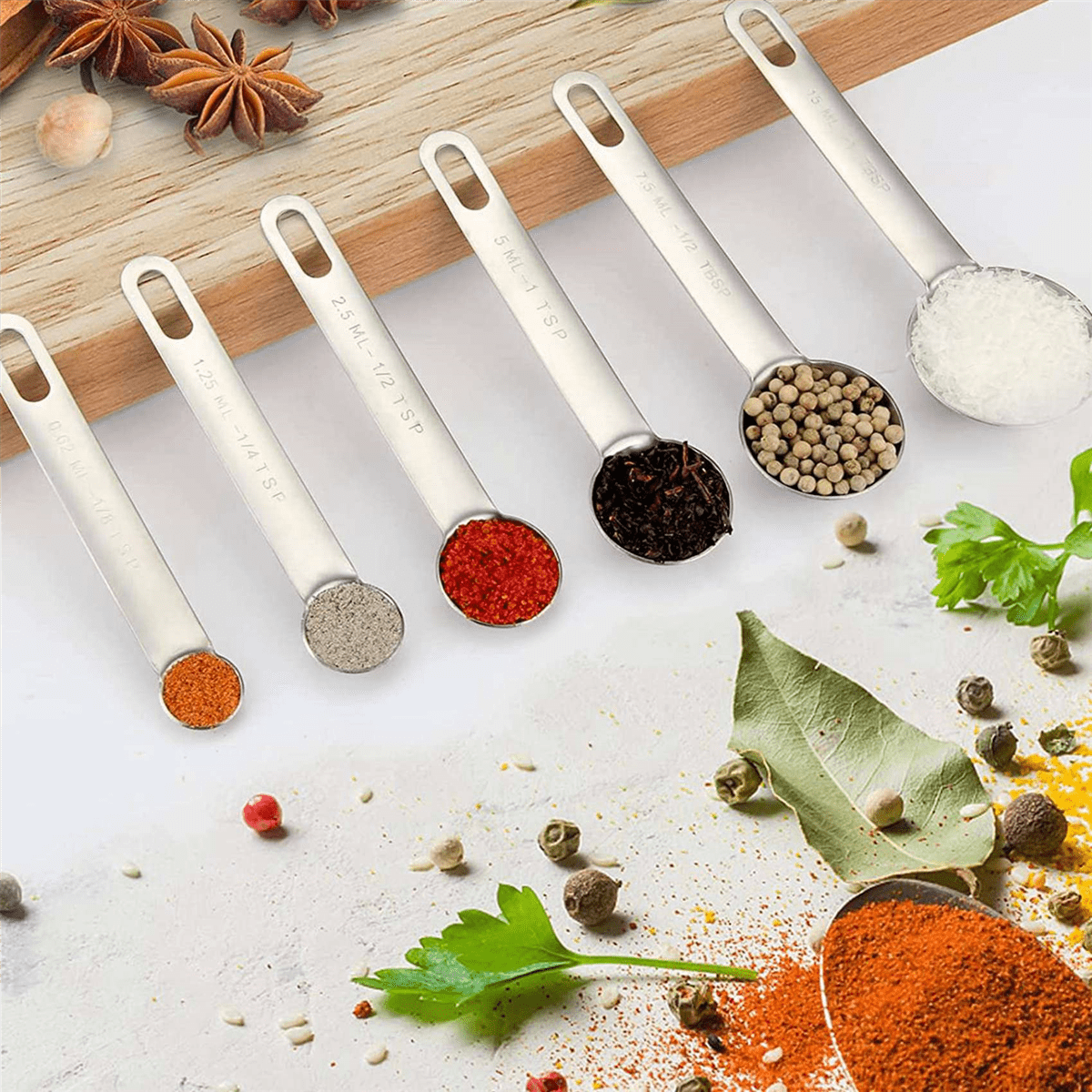 Stainless Steel Measuring Spoons Cups Set, Small Tablespoon, Teaspoons, Set 12 with Bonus Leveler, for Dry and Liquid - Image 5