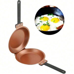 Double-Sided Egg Frying Pan and Non-Stick Pancake Maker, High-Quality Iron Flip-Top Pan for Fried Eggs, Toast, and Omelets, Professional Household Kitchen Utensil, Black