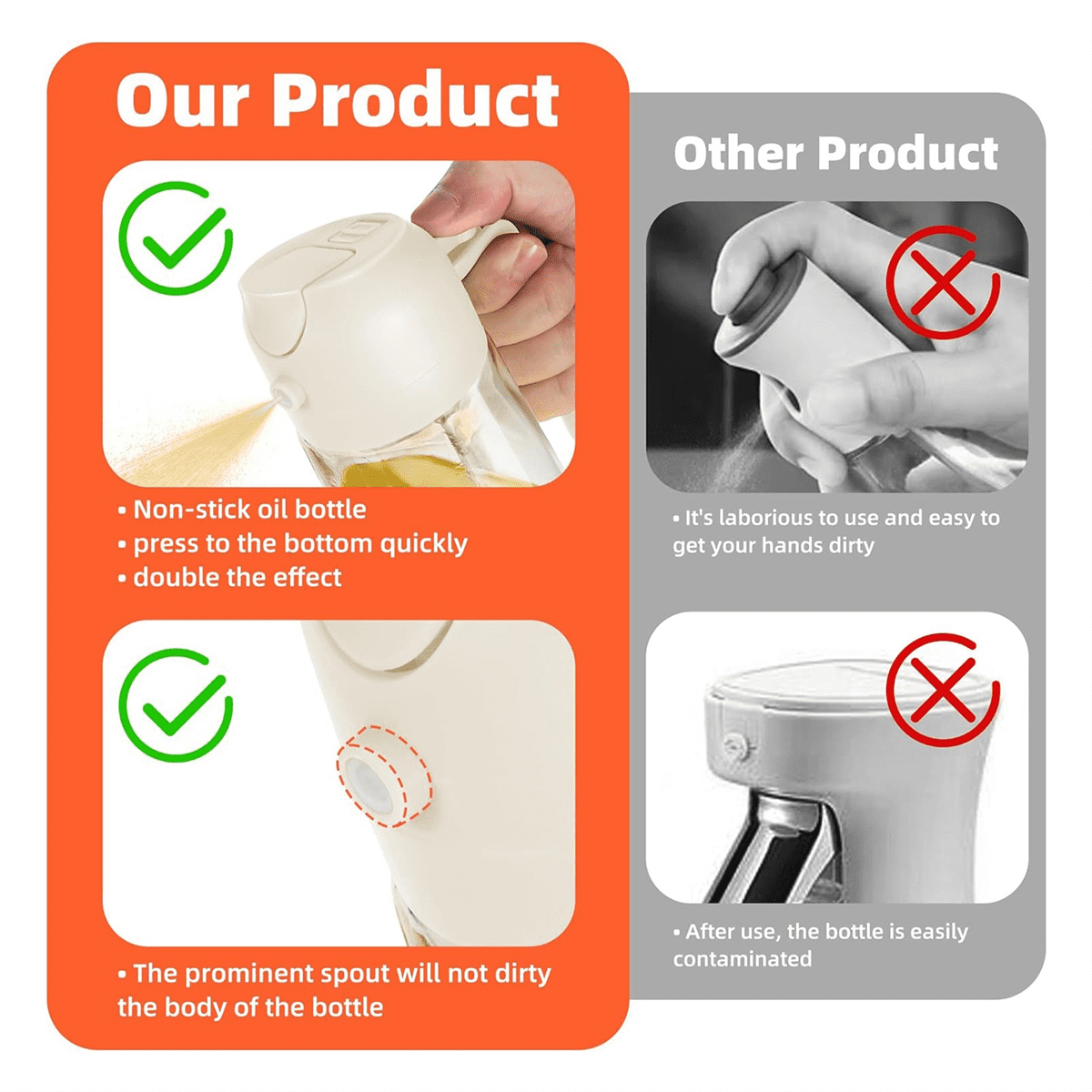 16Oz Oil Dispenser Bottle for Kitchen,Olive Oil Dispenser and Oil Sprayer - 470Ml Olive Oil Bottle - Oil Sprayer White - Image 7