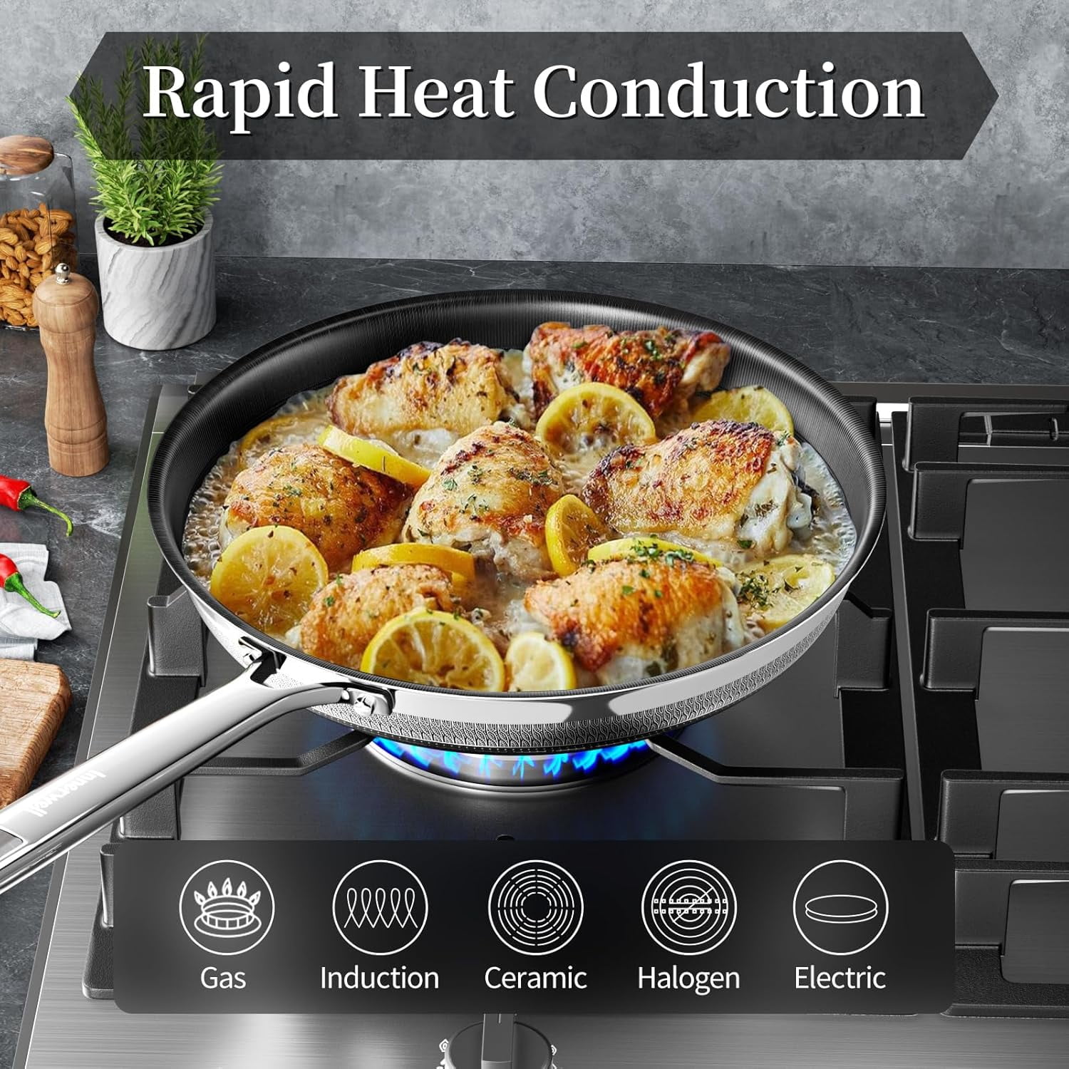 8 Inch Nonstick Ceramic Frying Pan with Cool Handle for All Cooktops - Image 5