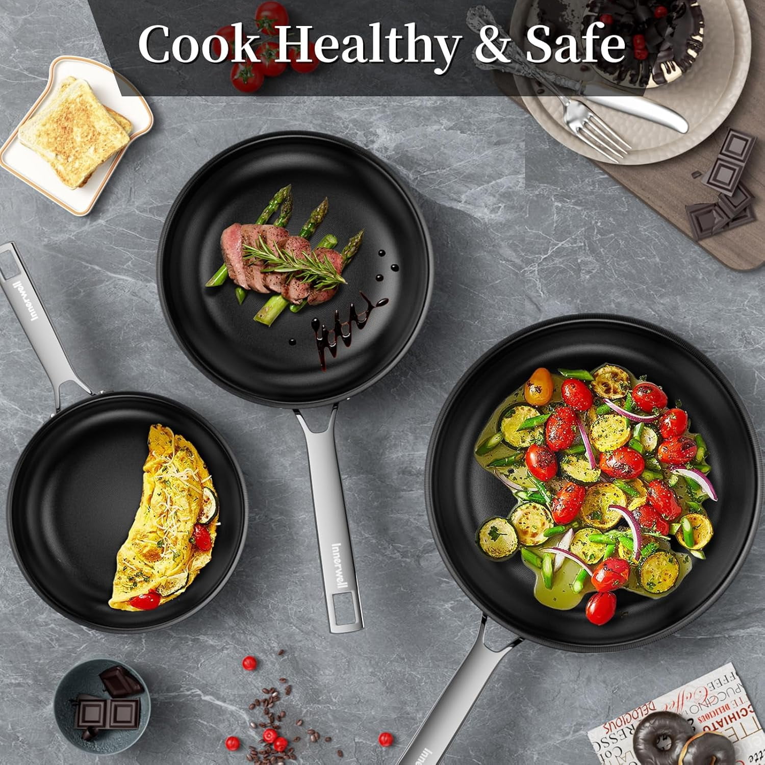 8 Inch Nonstick Ceramic Frying Pan with Cool Handle for All Cooktops - Image 6