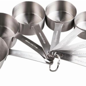 Measuring Cup Set of 8, 18/8 Stainless  Measuring Cups for Kitchen & Baking,  Metric &  Measure Cups Set with 2/3 Cup & 3/4 Cup Meaure Cups