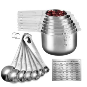 Measuring Cups and Spoons Set Heavy Duty 304 Metal Stainless Steel Measuring Cup Spoon Kitchen Gadgets for Cooking Baking Set of 17