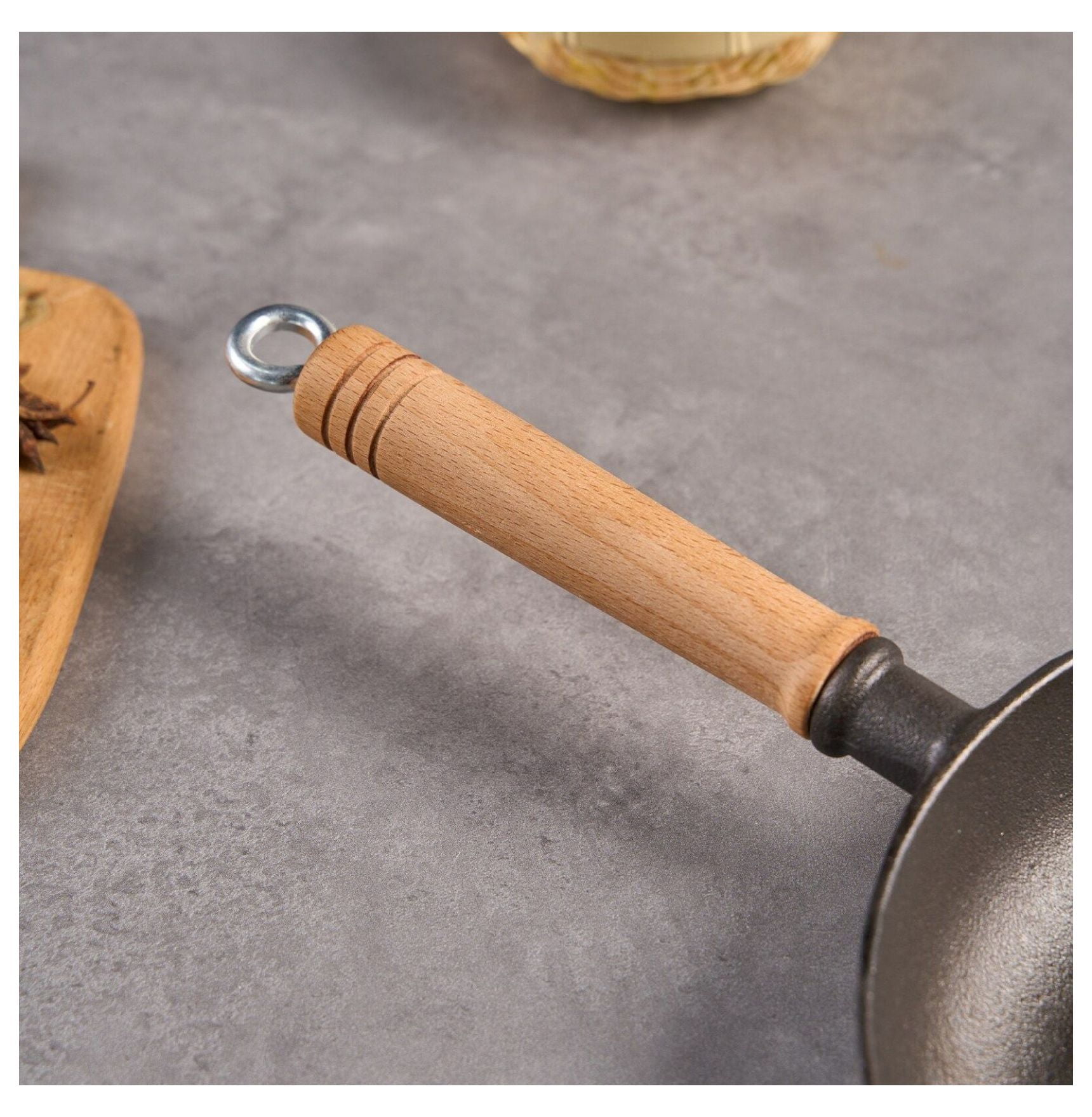 Cast Iron Frying Pan 11.8 Inch - Nonstick Skillet, Wooden Handle, Steak Pan, Pancake Pan - All Stovetop Compatible, Versatile Cookware - Image 5