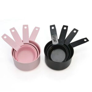 4-Piece BLACK stainless steel Baking Spoon Measuring cup PINK stainless steelMeasuring spoon kitchen gift-Color BLACK / PINK