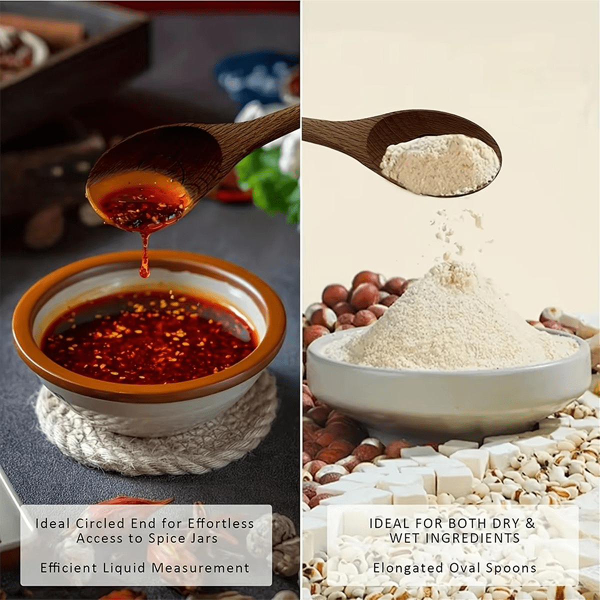 Baking Wood Measuring Spoon 4-Piece Set, Seasoning Coffee Wooden Spoon, Kitchen Home Bakingtools - Image 4