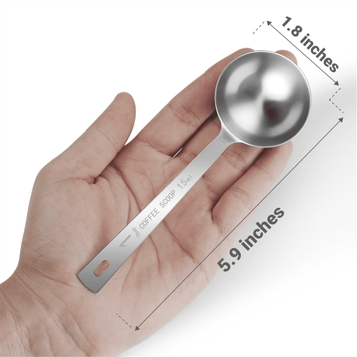 Coffee Scoop Spoon 4Pcs 15ML Stainless Steel Long Handle Measuring Spoons for Ground Coffee Loose Tea Powder, Silver - Image 2