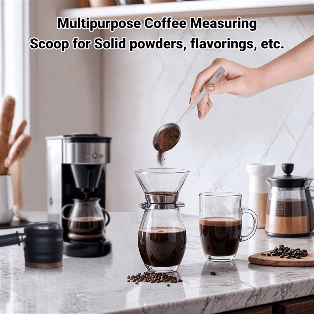 Coffee Scoop Spoon 4Pcs 15ML Stainless Steel Long Handle Measuring Spoons for Ground Coffee Loose Tea Powder, Silver - Image 6