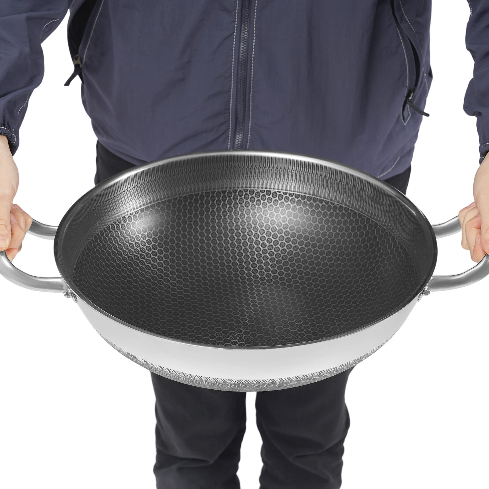 Skillet With Tempered Glass Lid,410 Stainless Steel Pan,13 Inch Cooking Pan,Skillets And Frying Pans,Stainless Steel Pan,Nonstick skillet 13 Inch,Kitchen Oven Safe Skillet,Heavy Duty Style(Silver) - Image 6