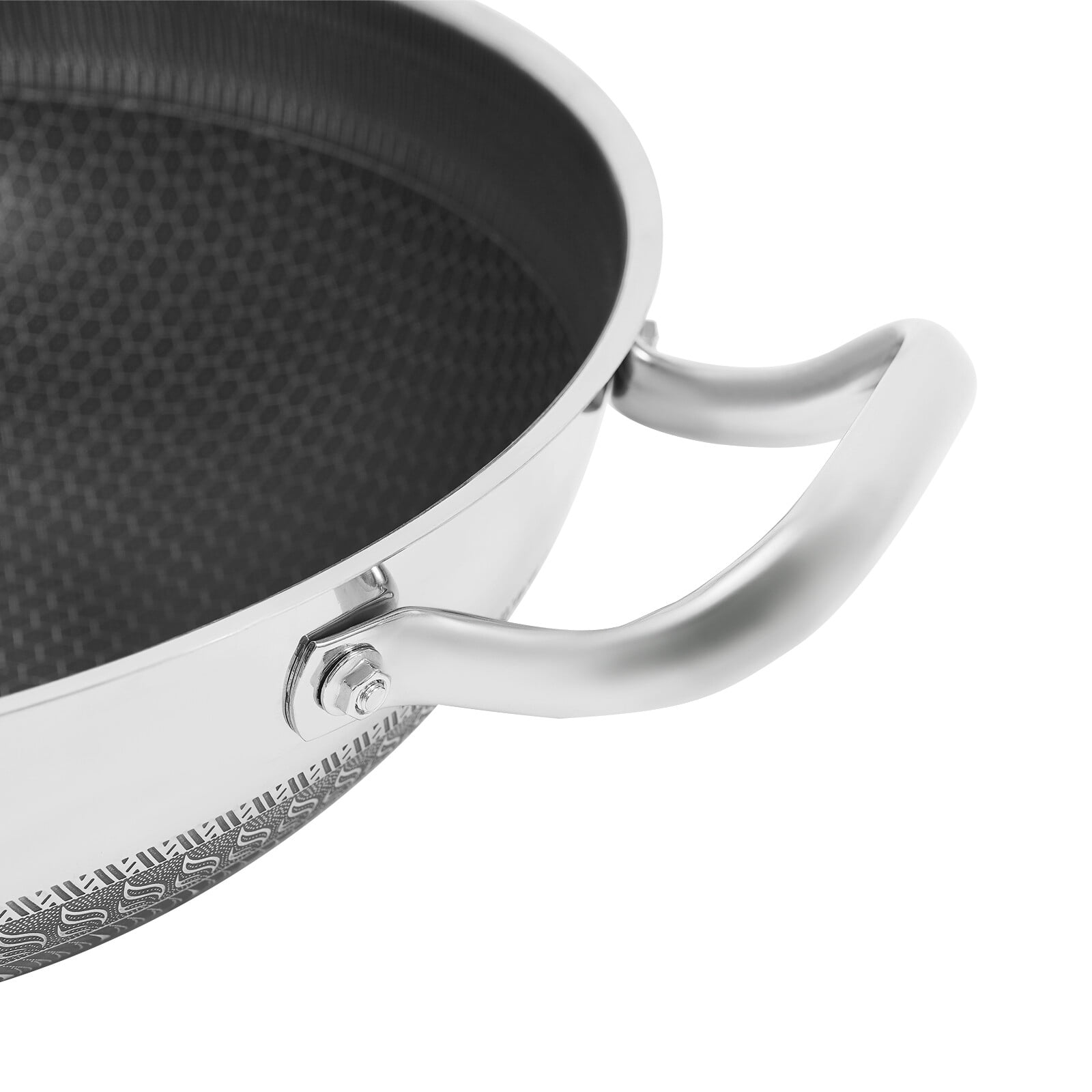 Skillet With Tempered Glass Lid,410 Stainless Steel Pan,13 Inch Cooking Pan,Skillets And Frying Pans,Stainless Steel Pan,Nonstick skillet 13 Inch,Kitchen Oven Safe Skillet,Heavy Duty Style(Silver) - Image 9