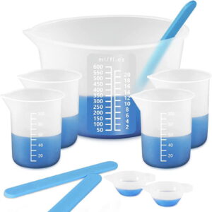 Silicone Measuring Cups for Epoxy Resin, Resin Supplies with 600&100Ml Silicone Cups, Silicone Stir Sticks, Mixing Tool