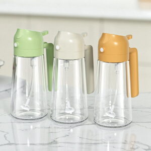 2 in 1 Oil Dispenser and Oil Sprayer, About 16Oz Glass Oil Dispenser Bottle for Kitchen White