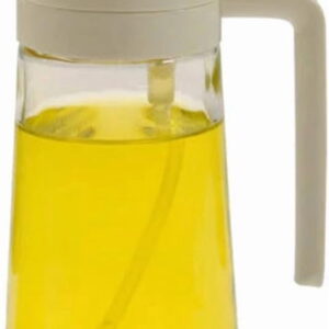 450ml Glass 2-in-1 Oil Sprayer Dispenser, Refillable Oil Bottle with Pour & Mist Function for Cooking, Air Fryer, Salad, BBQ, Baking