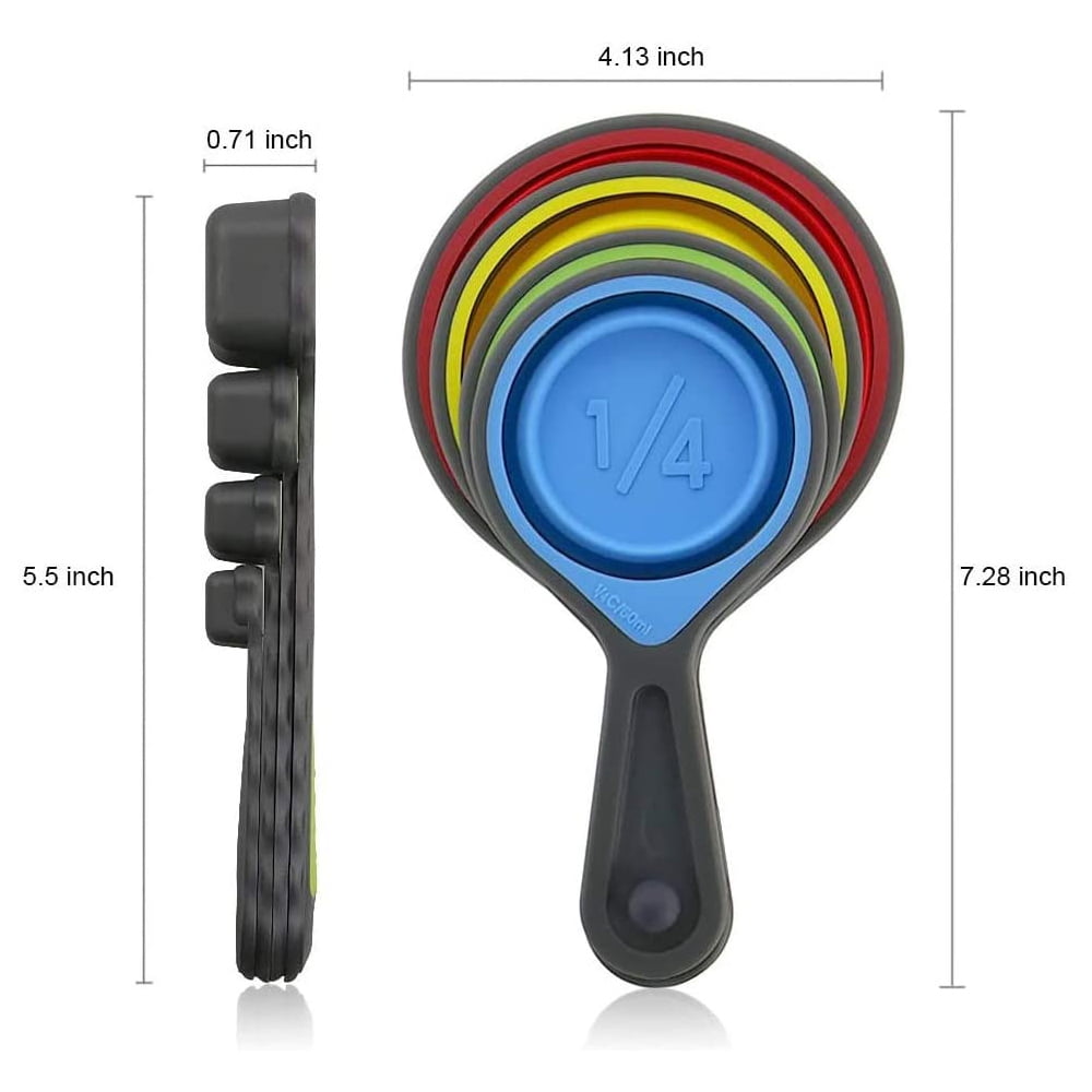 Foldable Silicone Measuring Cups and Measuring Spoons Set, Measuring Spoons for Cooking Baking Dosing Dosing Aid - Image 2