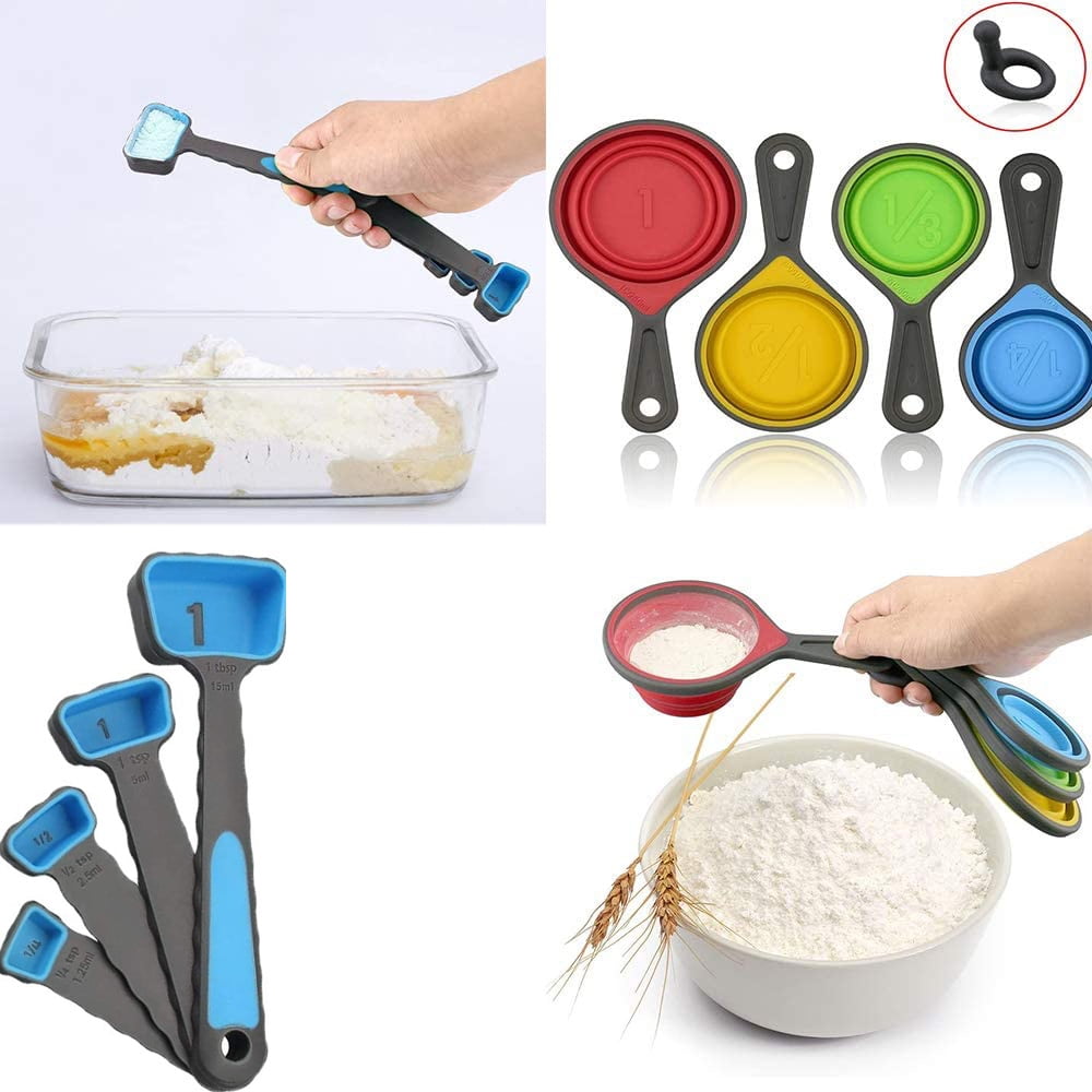 Foldable Silicone Measuring Cups and Measuring Spoons Set, Measuring Spoons for Cooking Baking Dosing Dosing Aid - Image 5