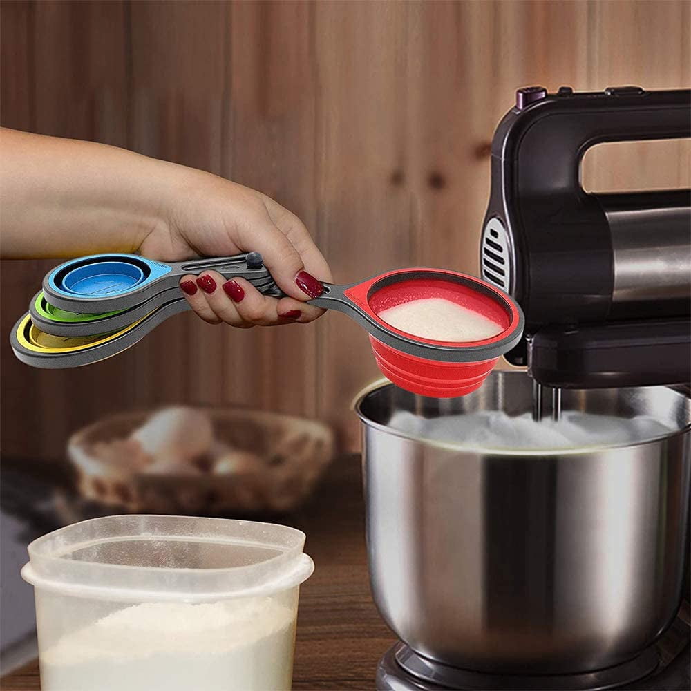 Foldable Silicone Measuring Cups and Measuring Spoons Set, Measuring Spoons for Cooking Baking Dosing Dosing Aid - Image 6