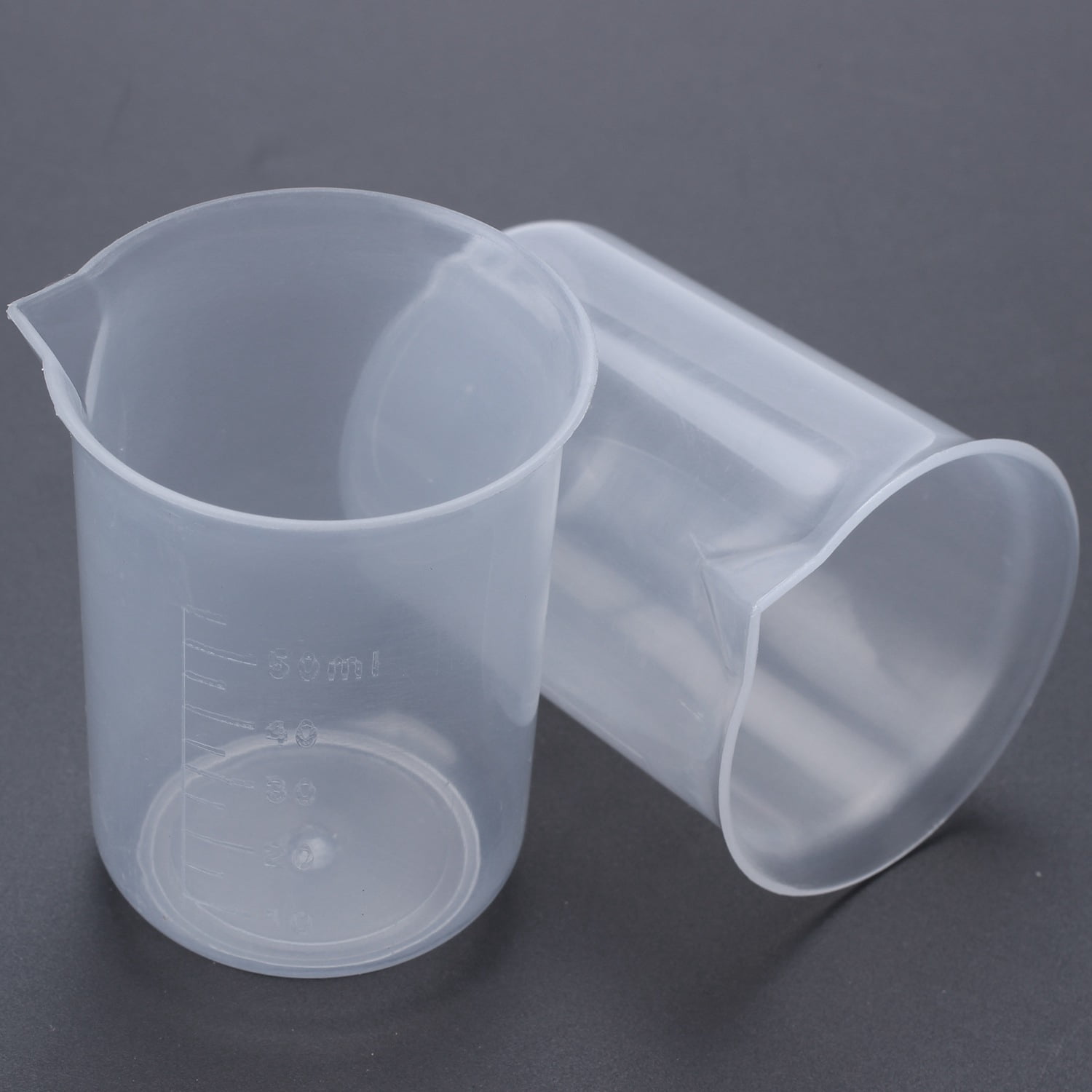 50mL Graduated Beaker Clear Plastic Measuring Cup for Lab 2 Pcs - Image 2