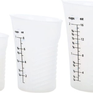 Set Of-3 High Heat Silicone Measuring Cups, 2 Cup (480 ml), 1 Cup (240 ml) and 1/2 Cup (120 ml)