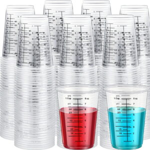 200-Pack 8oz Clear Plastic Measuring Cups for Resin & Baking