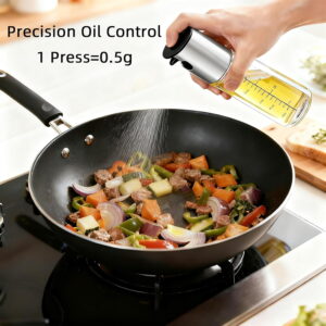 Olive Oil Sprayer, 3.5oz/100ml Oil Sprayer for Cooking, Oil Sprayer for Air Fryer, Stainless Steel Pump for Mist Spray, Food Grade Glass Metarial Mister for Kitchen Gadgets, Salad, BBQ