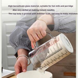 Glass Measuring Cup with 3 Scales, 1000 ml/34 oz/4 Cups, Heat-Resistant with Handle and V-Shaped Spout (500ml-Glass)