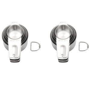 Measuring Cups Set of 14 with 1/8 Cup Coffee Scoop,Stainless Steel Metal Measuring Cup,14 Piece Stackable Set with Spout