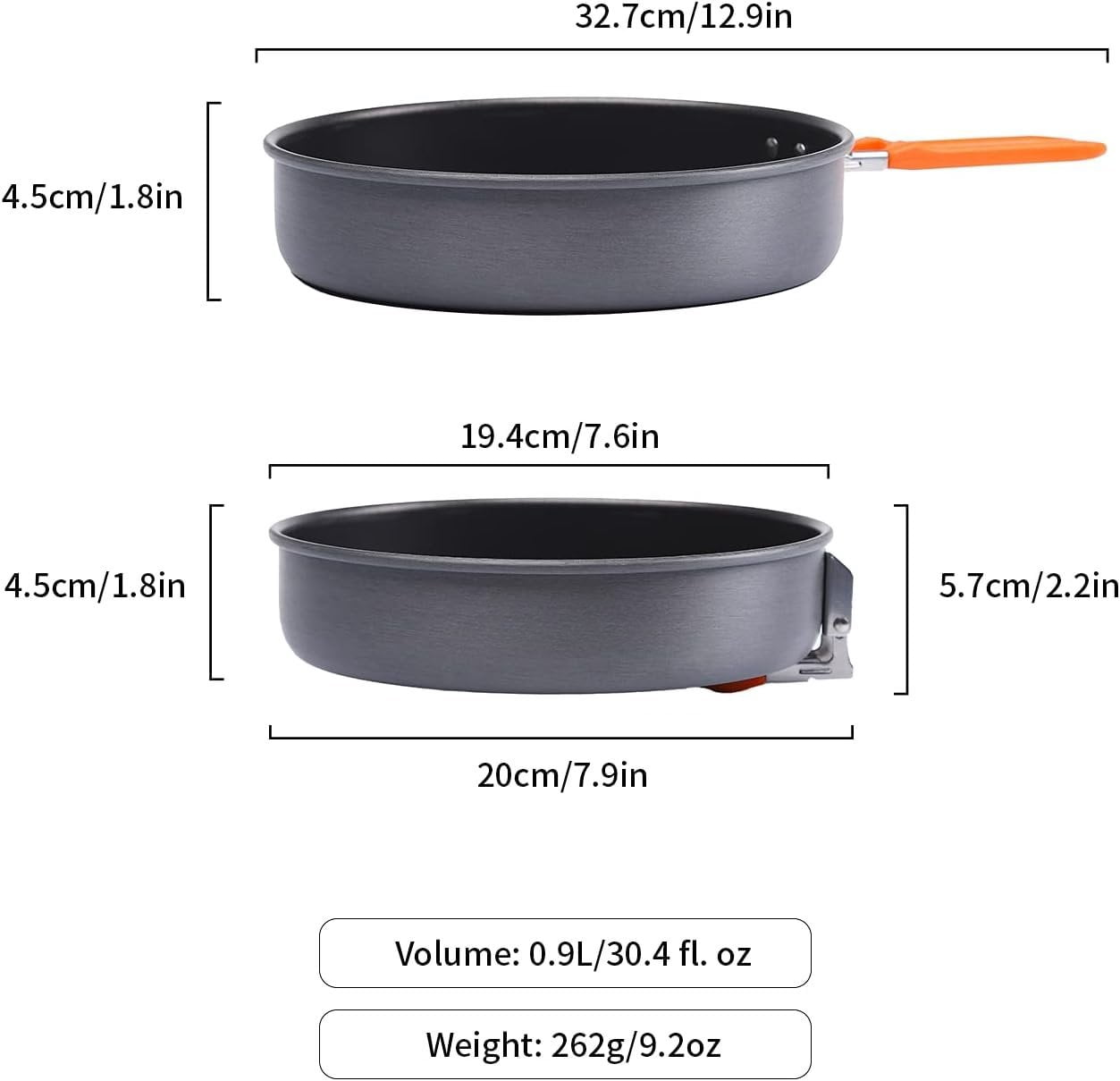 7.6 Inch Camping Frying Pan w/Nonstick Coating | Durable Lightweight Camping Skillet for Cooking Egg Steak | Outdoor Kitchen Equipment Gear | Portable Backpacking Cooking Pan - Image 4