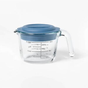 2 Cup Glass Measuring Cup with Lid Clear - Borosilicate, Dishwasher & Freezer Safe, Kitchen Essential