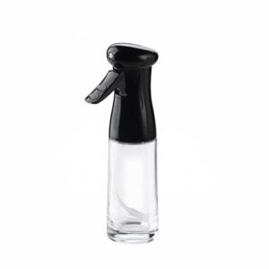 Olive Oil Sprayer for Cooking - 200ml Glass Oil Dispenser Bottle Spray Mister - Refillable Food Grade Oil Vinegar Spritzer Sprayer Bottles for Kitchen, Air Fryer, Salad, Baking(Black)