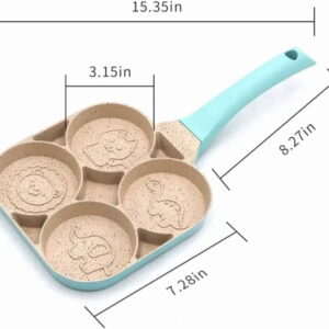 Frying Pan with 4 Egg Molds, Non-Stick Aluminum Coating, Easy Cleaning Breakfast Cookware Set