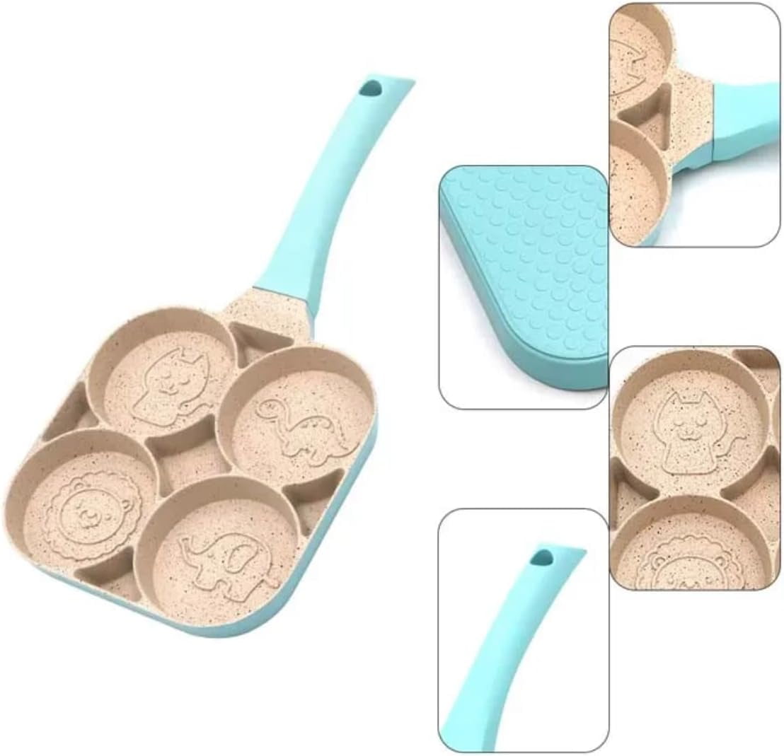 Frying Pan with 4 Egg Molds, Non-Stick Aluminum Coating, Easy Cleaning Breakfast Cookware Set - Image 2