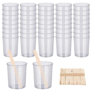HOT 90PCS Epoxy Mixing Cups Kit, 40PCS Graduated Transparent Scale with 50 Pack Wooden Stirring Sticks 100ML