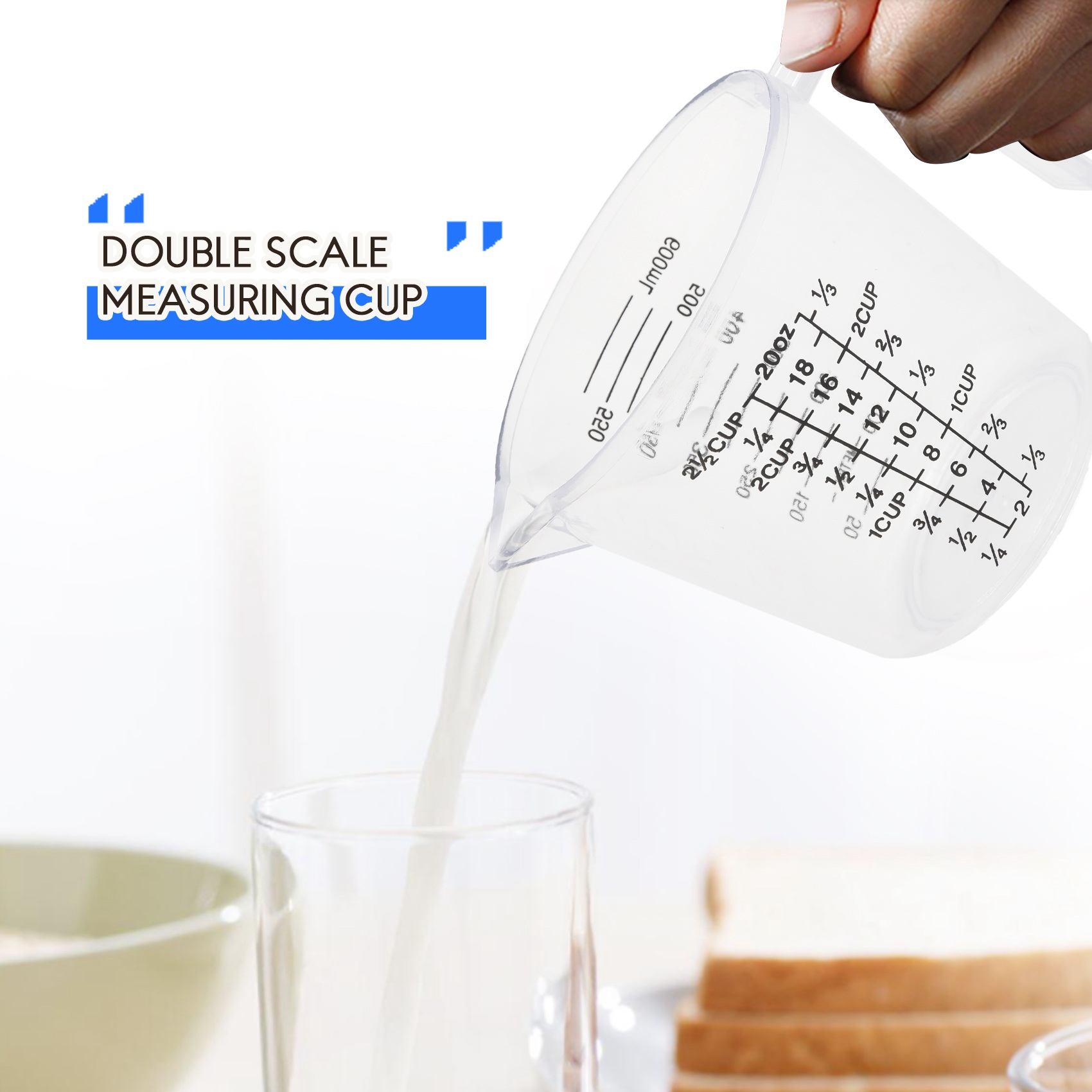 Double-Sided Graduated Plastic Measuring Cup with Graduated Measuring Cup Measuring Cylinder 600Ml - Image 4