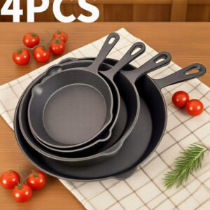 4-Piece Cast Iron Non-Stick Frying Pan Set - Multifunctional Durable Cookware for All Stovetops/Oven/Grill (Holiday Gift Idea)