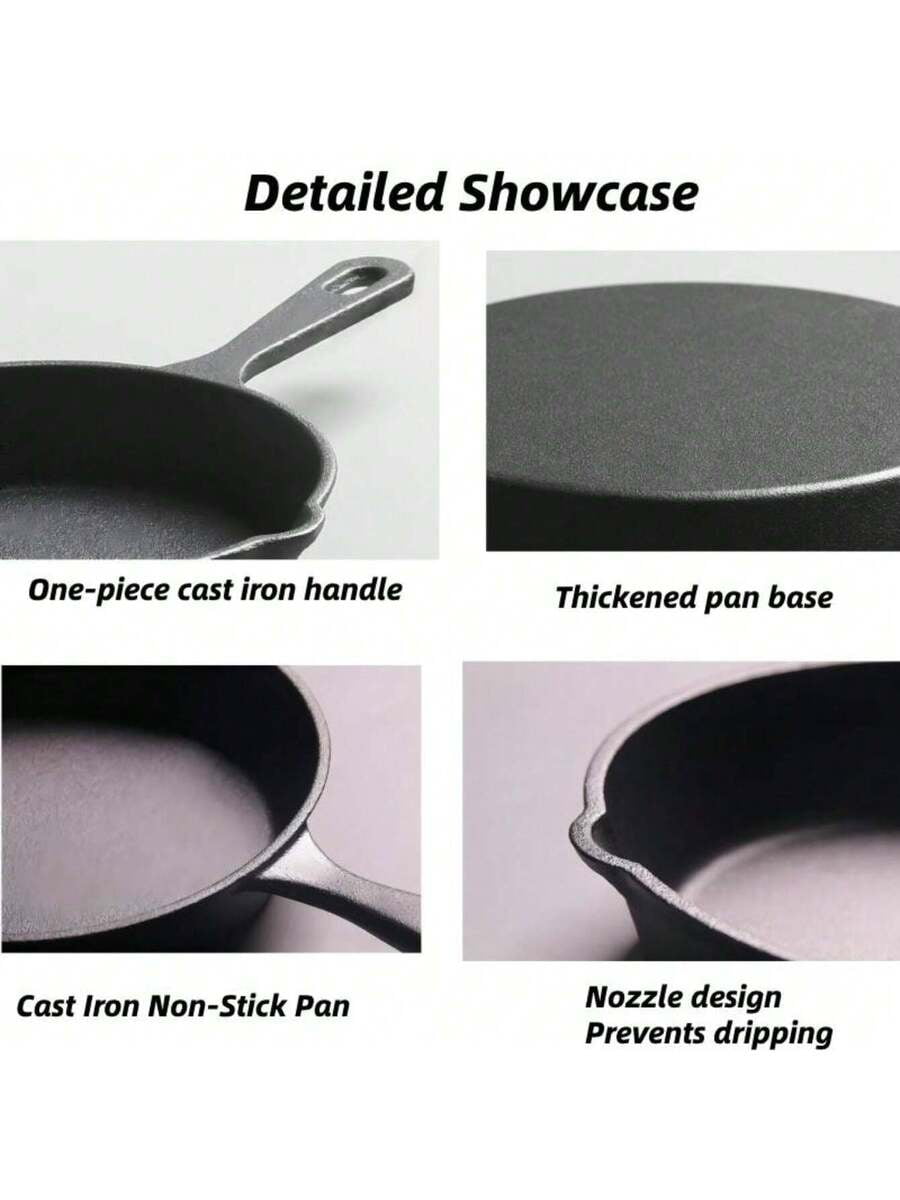 4-Piece Cast Iron Non-Stick Frying Pan Set - Multifunctional Durable Cookware for All Stovetops/Oven/Grill (Holiday Gift Idea) - Image 5